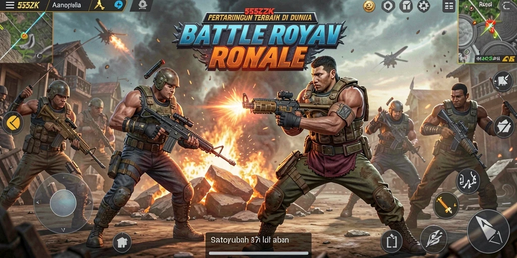 Gameplay penuh aksi di 555ZK dengan banyak pertarungan seru.