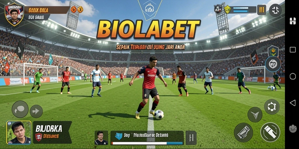 Tangkapan layar game BIOLABET menampilkan aksi bermain sepak bola yang seru.