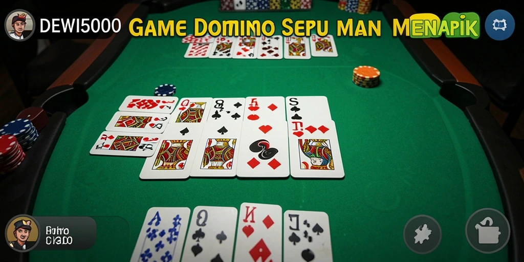Screenshot DEWI5000 menampilkan gameplay seru domino.