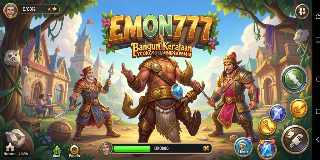 Screenshot gameplay EMON777 menampilkan keseruan membangun kerajaan Tycoon.