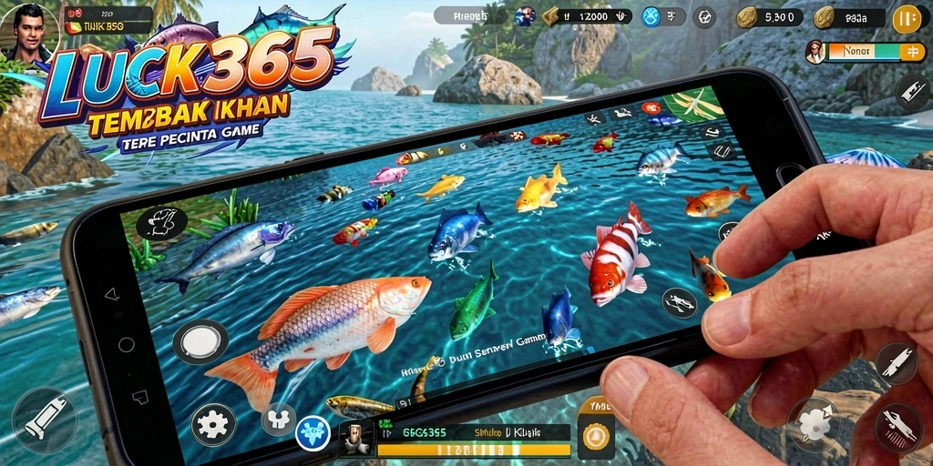 Tampilan gameplay LUCK365 dengan efek tembak ikan yang menarik.