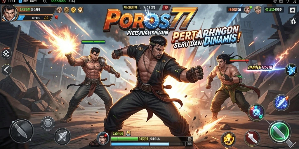 Tampilan seru dari pertarungan di POROS77 yang penuh aksi.