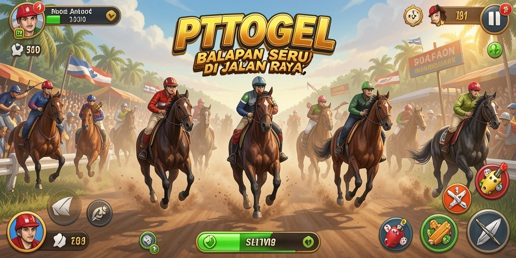 Gameplay PTTOGEL menunjukkan balapan seru dengan mobil penuh aksi.