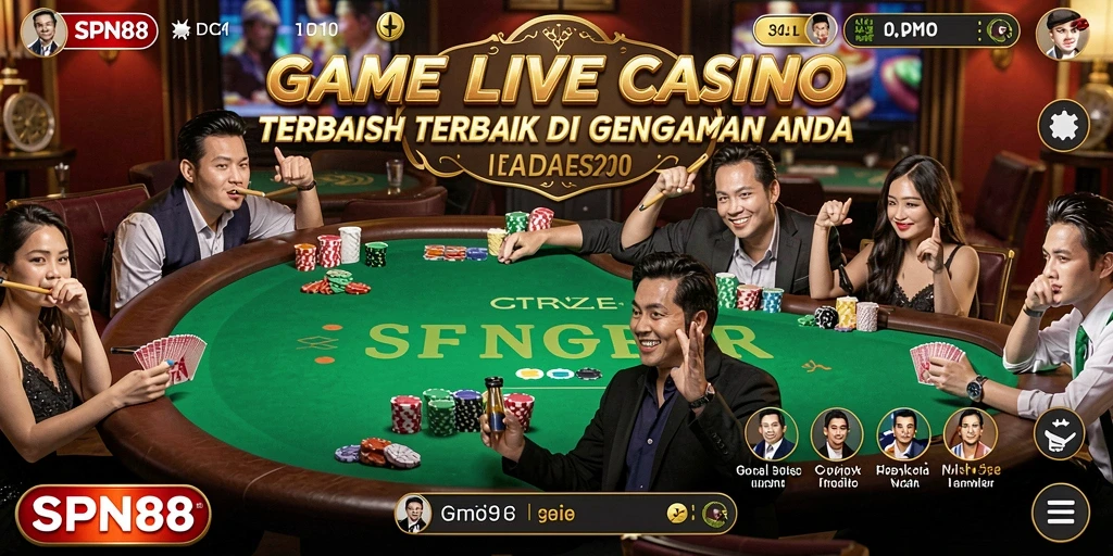 Screenshot gameplay SPN88 menampilkan suasana Live Casino yang mengasyikkan.