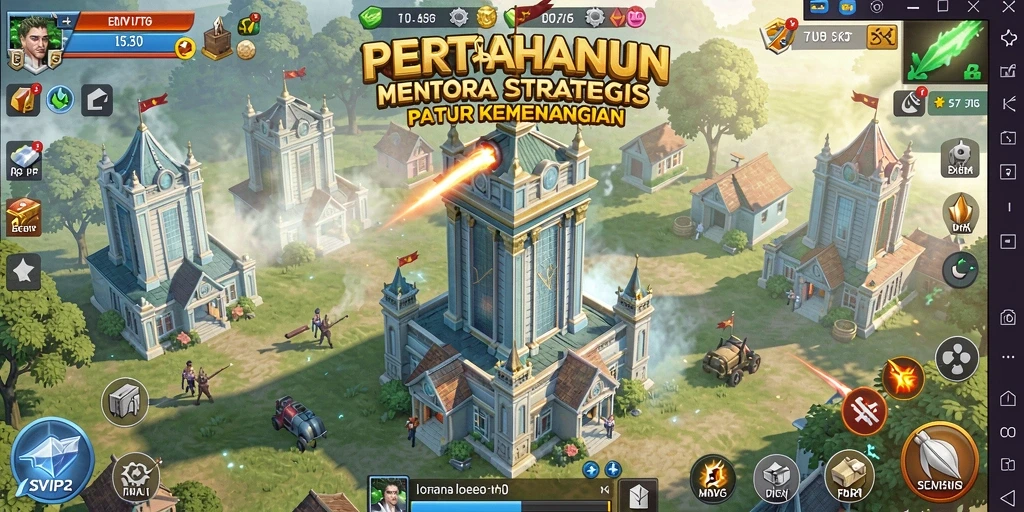 Tampilan gameplay menara pertahanan yang seru dan menantang.